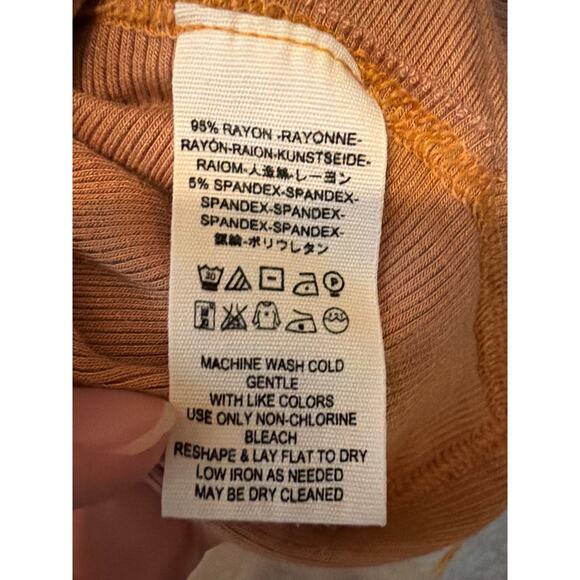 Free People We the Free Alemeda Dolman Camel Turtleneck Slub Top Size Small Boho - Picture 7 of 8